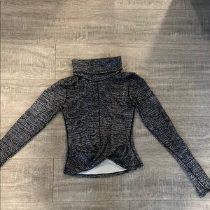 Lululemon Grey Cropped Long Sleeve Turtleneck Top